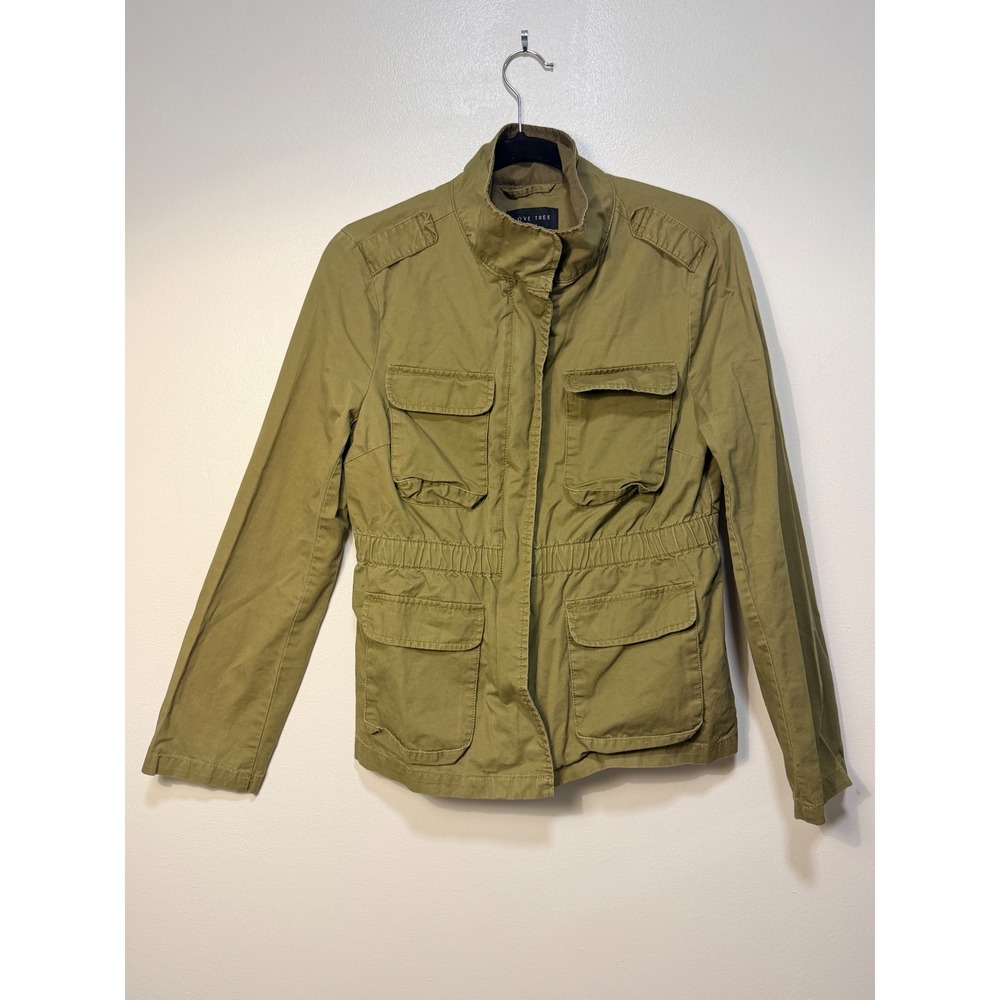 Love Tree Utility Jacket Women Small Green Field Military Cargo Elbow Patch